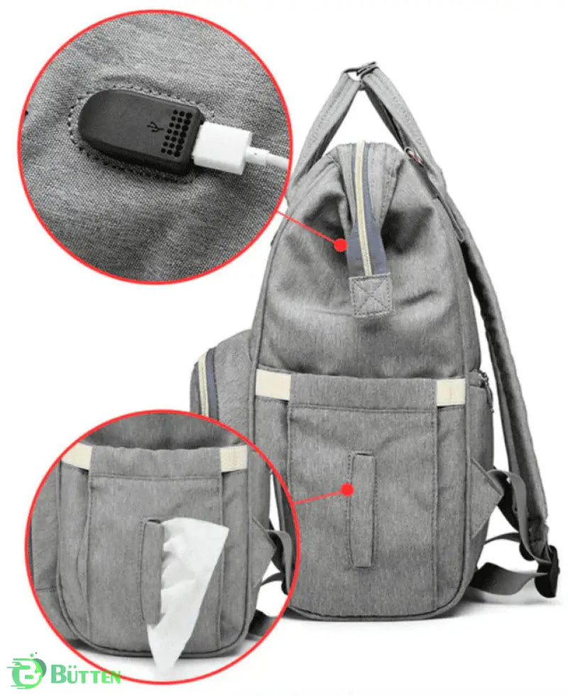 Bolsa Mochila Maternidade LeQueen USB Bolsa Mochila Maternidade LeQueen USB