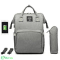 Bolsa Mochila Maternidade LeQueen USB Cinza Bolsa Mochila Maternidade LeQueen USB