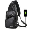 Bolsa Transversal de Couro Unissex Preto Bolsa Transversal de Couro Unissex
