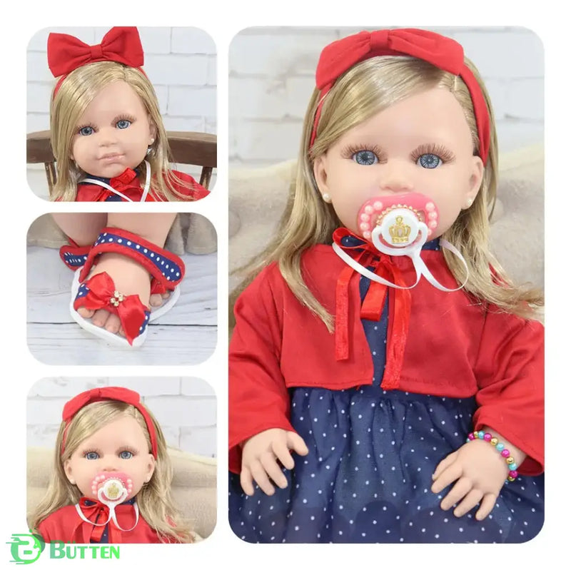 Boneca Bebê Reborn Loira com Bolsa e Acessórios Boneca Bebê Reborn Loira com Bolsa e Acessórios