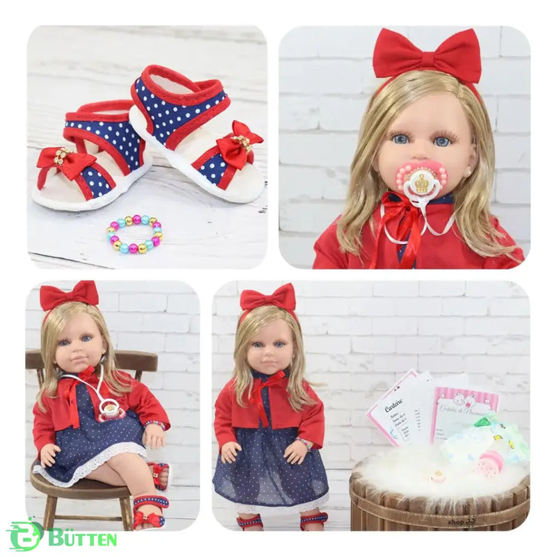 Boneca Bebê Reborn Loira com Bolsa e Acessórios Boneca Bebê Reborn Loira com Bolsa e Acessórios