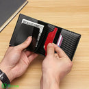 Carteira Verona de Couro Anti Furto RFID Fibra de Carbono Carteira Verona de Couro Anti Furto RFID