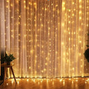Cortina de Led com 300 Luzes e 8 Modos para Natal Amarelo - Quente / 3 Metros - 300 Leds Cortina de Led com 300 Luzes e