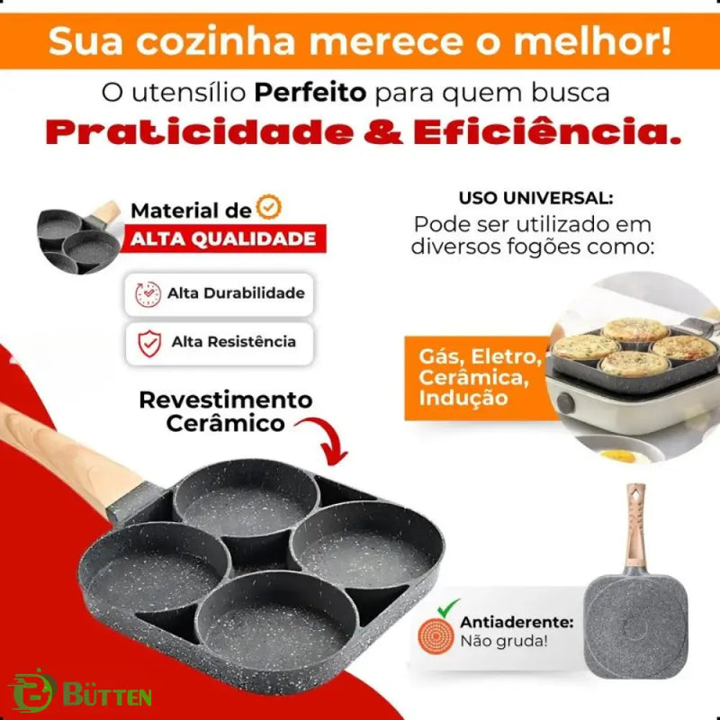 Frigideira Antiaderente de Cerâmica 4 em 1 Frigideira Antiaderente 4 em 1 | GA