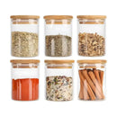 Kit 6 Pote Hermético de Vidro com Tampa de Bambu para Temperos Bolsa Transversal Tática | GA