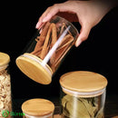 Kit 6 Pote Hermético de Vidro com Tampa de Bambu para Temperos Bolsa Transversal Tática | GA