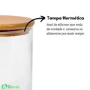 Kit 6 Pote Hermético de Vidro com Tampa de Bambu para Temperos Bolsa Transversal Tática | GA