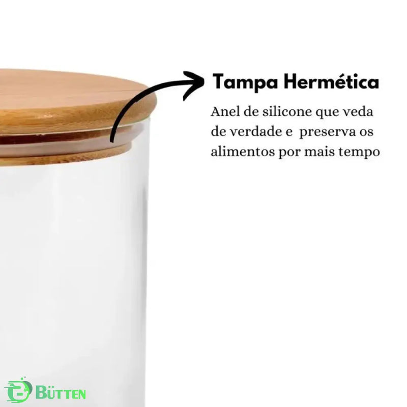 Kit 6 Pote Hermético de Vidro com Tampa de Bambu para Temperos Bolsa Transversal Tática | GA