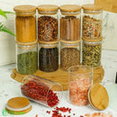 Kit 6 Pote Hermético de Vidro com Tampa de Bambu para Temperos Bolsa Transversal Tática | GA