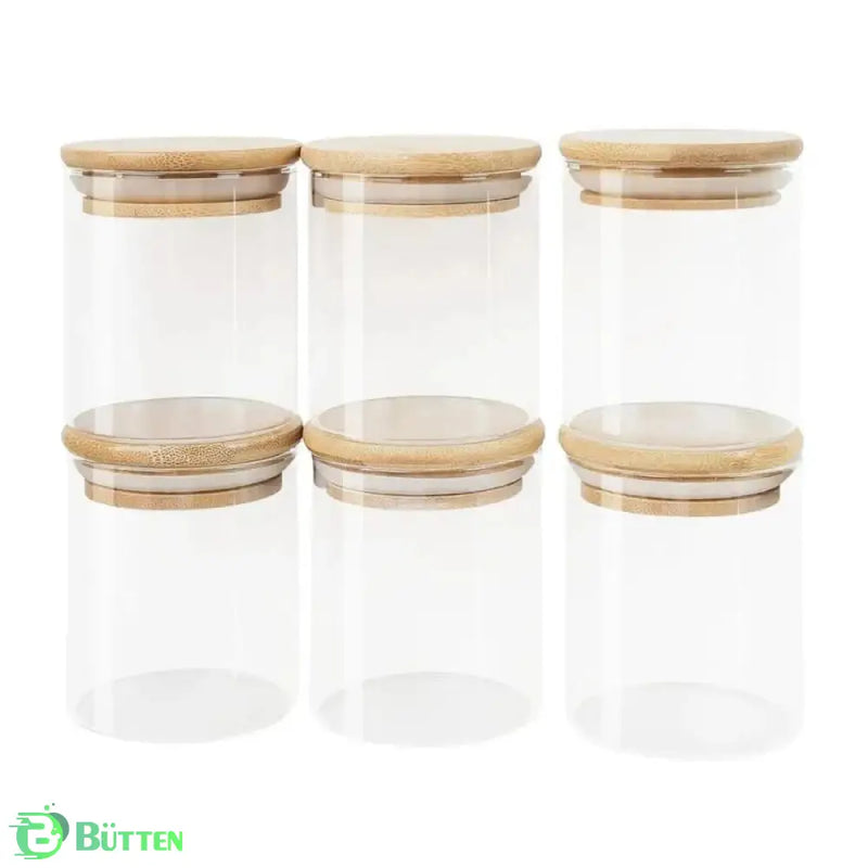 Kit 6 Pote Hermético de Vidro com Tampa de Bambu para Temperos Bolsa Transversal Tática | GA