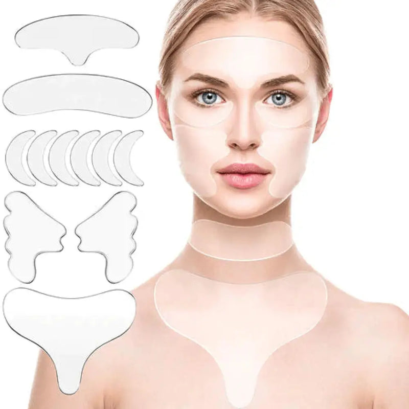 Kit com 16 Adesivos para Rugas e Linhas de Expressão Reutilizável - Facial Pescoço e Colo 16 Unidades Kit com 16