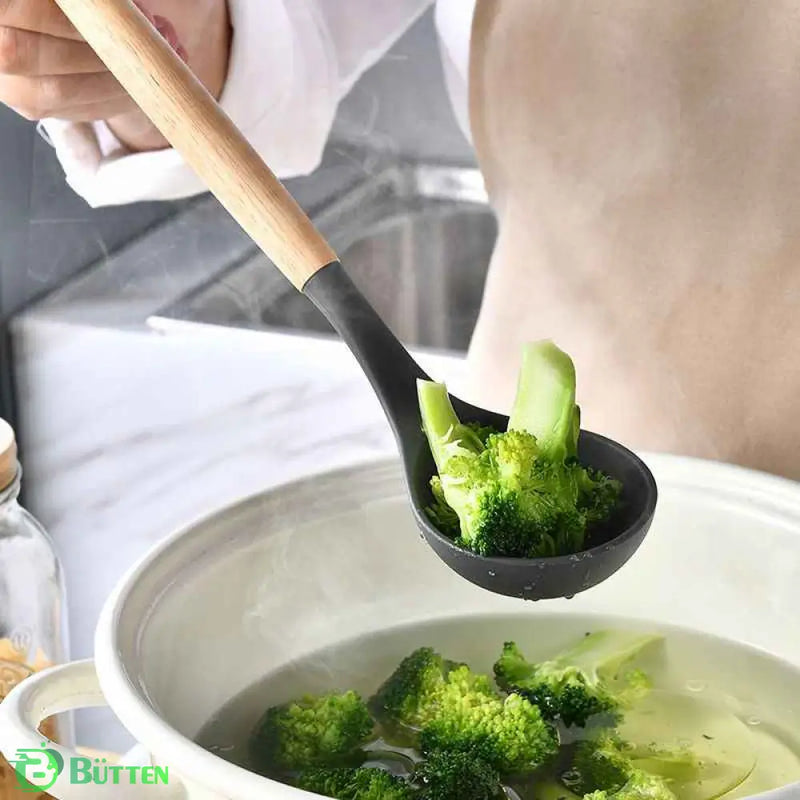 Kit de Utensílios de Cozinha em Silicone - Jogo de 19 Utensílios Preto