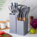 Kit de Utensílios de Cozinha em Silicone - Jogo de 19 Utensílios Preto