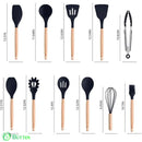 Kit de Utensílios de Cozinha em Silicone - Jogo de 19 Utensílios Preto