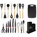 Kit de Utensílios de Cozinha em Silicone - Jogo de 19 Utensílios Preto