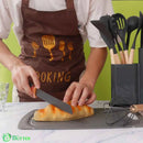 Kit de Utensílios de Cozinha em Silicone - Jogo de 19 Utensílios Preto