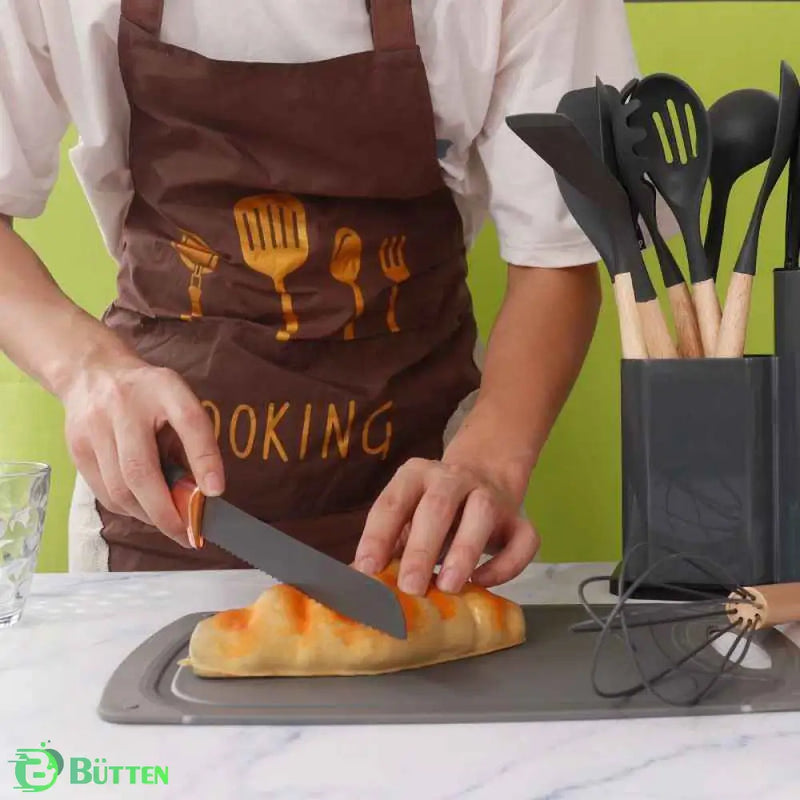 Kit de Utensílios de Cozinha em Silicone - Jogo de 19 Utensílios Preto