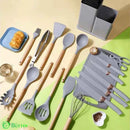 Kit de Utensílios de Cozinha em Silicone - Jogo de 19 Utensílios Preto