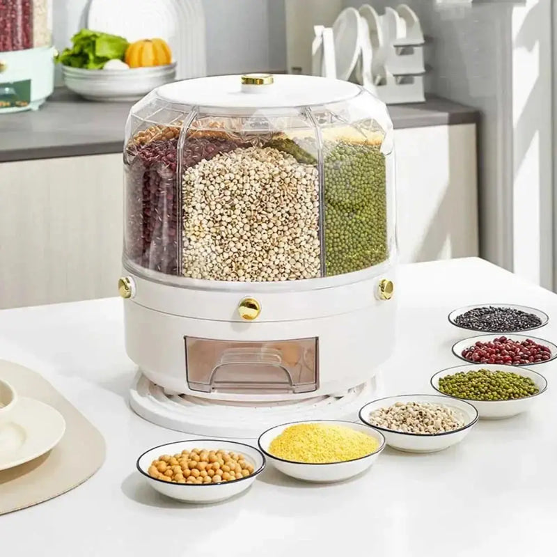 Organizador Giratório 360° Automático para Alimentos - À Prova De Umidade Branco Organizador Giratório 360°